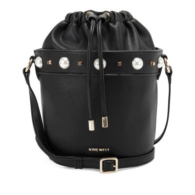 Black Women's Nine West Laylin Drawstring Bucket Crossbody Bags | XUGS59702