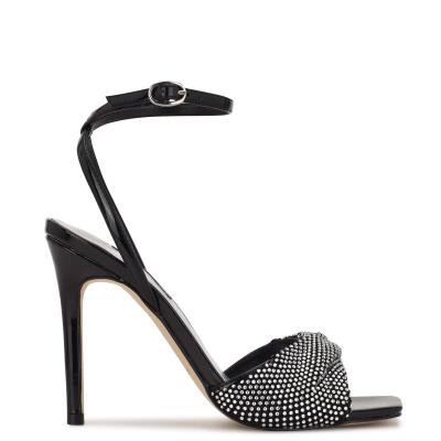 Black Women's Nine West Twinkle Heeled Dress Sandals | LTRQ80152