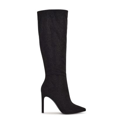 Black Women's Nine West Tysh Rhinestone Dress Boots | ELAU36725