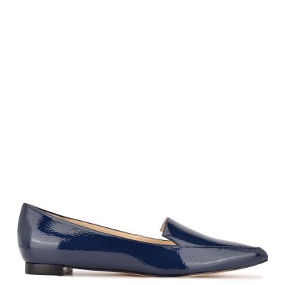 Blue Women's Nine West Abay Smoking Flats | ZHIX05916