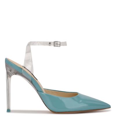 Blue Women's Nine West Sparkea Ankle Strap Pumps | ICJT06835