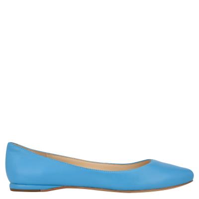 Blue Women's Nine West Speakup Almond Toe Ballet Flats | YWJP23874