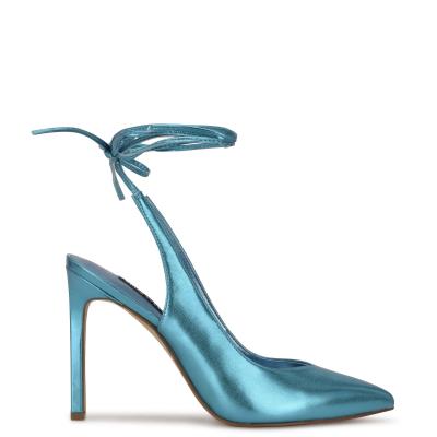 Blue Women's Nine West Talon Ankle Wrap Dress Pumps | BJTM95247