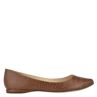 Brown / Snake Women's Nine West Speakup Almond Toe Ballet Flats | ZYWT71238