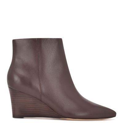 Brown Women's Nine West Carter Wedge Booties | DCTA32075