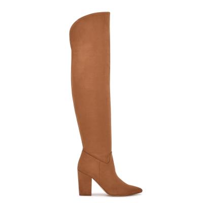 Brown Women's Nine West Goforit Over The Knee Heeled Boots | VHOX54068