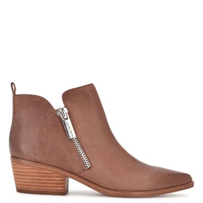 Brown Women's Nine West Single Pointy Toe Booties | AUHT80973