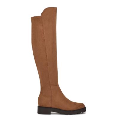 Brown Women's Nine West Tread Over The Knee Lug Sole Boots | CJYW93810