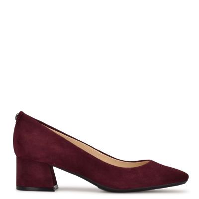 Claret Women's Nine West Cloe 9x9 Block Heel Pumps | CXAF31275