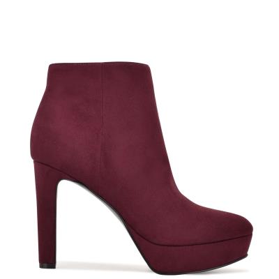 Claret Women's Nine West Glowup Platform Booties | UBRF95036