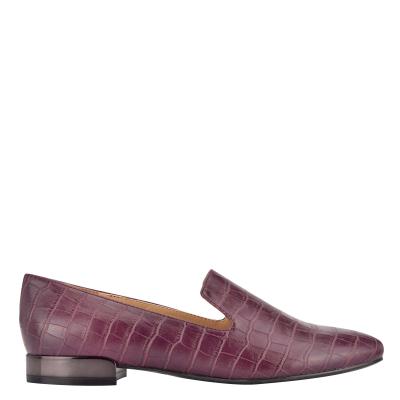 Claret Women's Nine West Lisette Smoking Flats | JMXZ41839