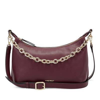 Claret Women's Nine West Ronnie Top Zip Shoulder Bag Shoulder Bags | HZKM23489