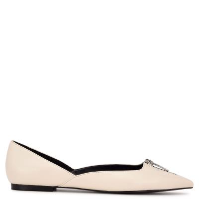 Cream Women's Nine West Brina Pointy Toe Ballet Flats | LGAZ92384