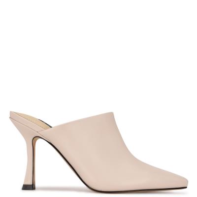 Cream Women's Nine West Ciao Heel Mules | GBNQ56981