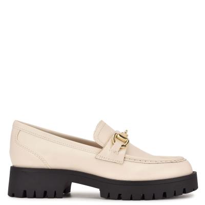 Cream Women's Nine West Gonehme Lug Sole Loafers | IWGD53748