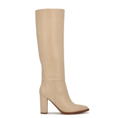 Cream Women's Nine West Hiya Heeled Boots | GJOF96210