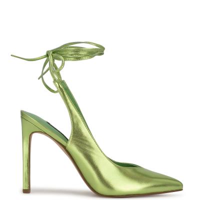 Green Women's Nine West Talon Ankle Wrap Dress Pumps | EJGR02861