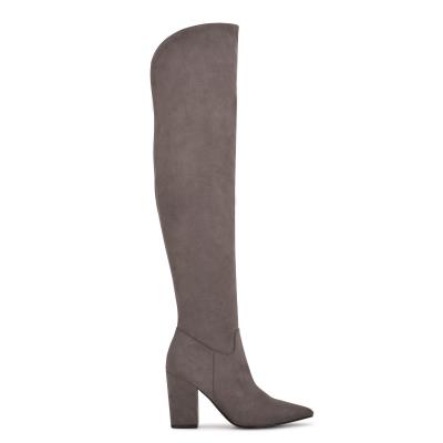 Grey Women's Nine West Goforit Over The Knee Heeled Boots | PNYI67203