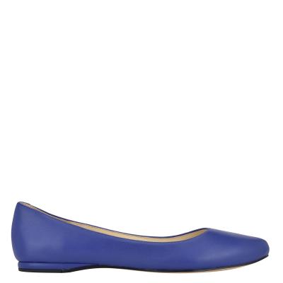 Navy Women's Nine West Speakup Almond Toe Ballet Flats | VBDO65217