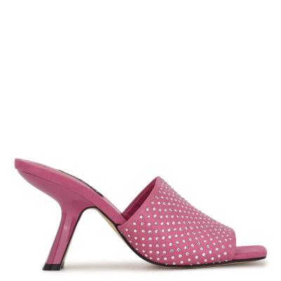 Pink Women's Nine West Partie Heeled Slide Sandals | PTVM05164