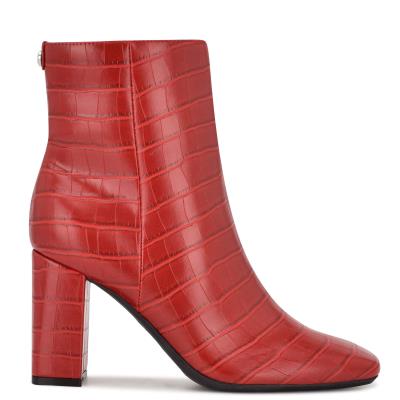 Red Women's Nine West Sardo 9x9 Heeled Booties | CERH90865