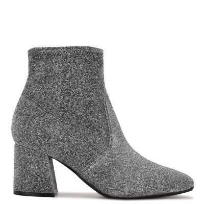 Silver Women's Nine West Viper 9x9 Heeled Booties | EDGU34652