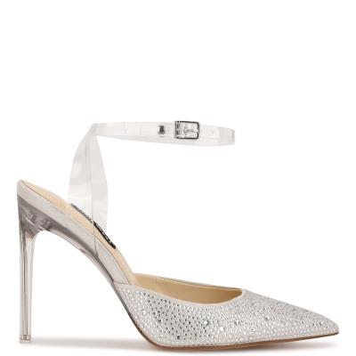 White Women's Nine West Sparkel Ankle Strap Pumps | NSGC34879